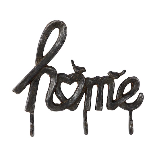 Black Metal Industrial Wall Hook, 11" x 12" x 2"